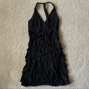 Express Black Tiered Ruffle Halter Dress Size S
